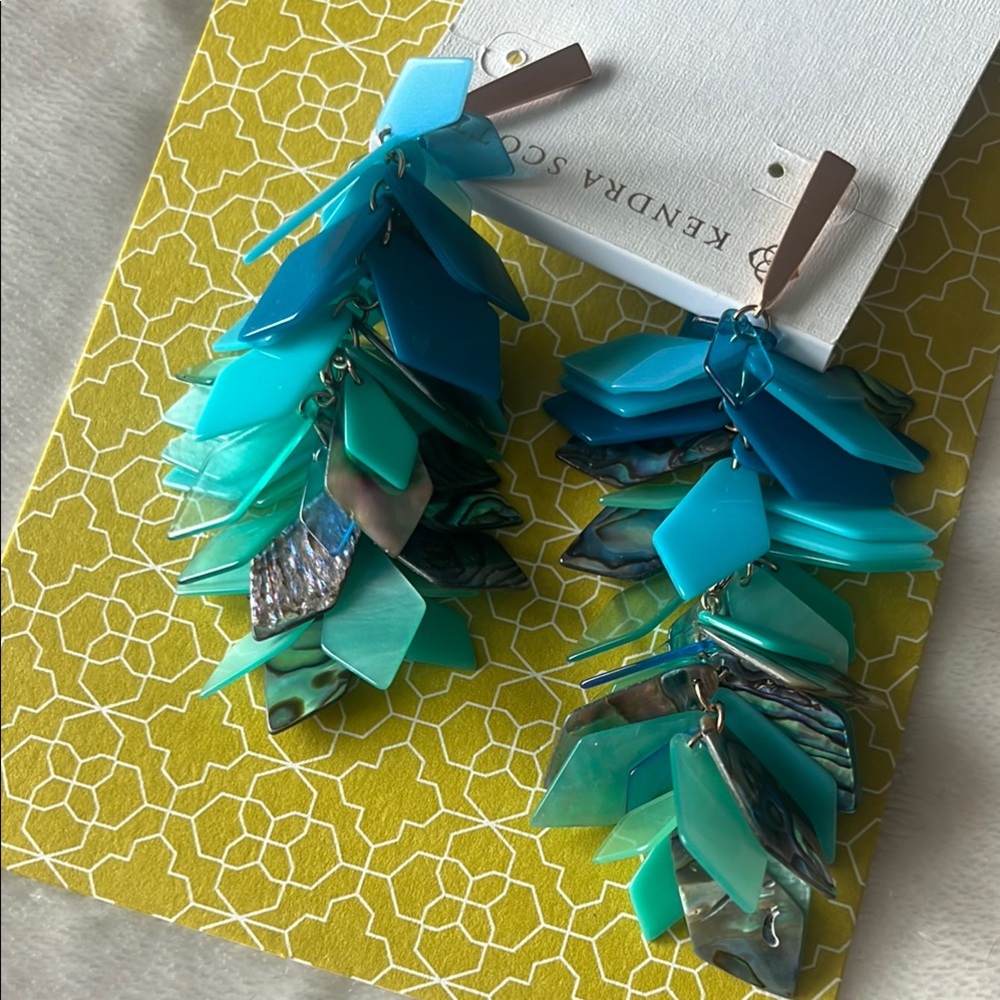Kendra Scott Blue and Green Layered Earrings
